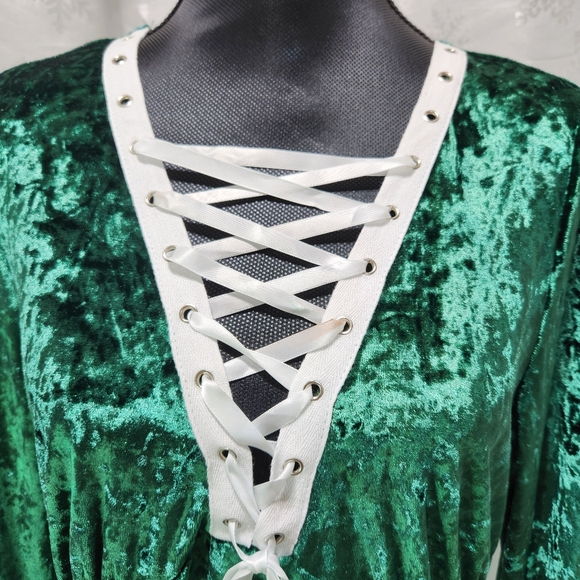 Green Velvet DRESSFO Hi Low Festival Cosplay Dress (US 12) - Picture 7 of 15